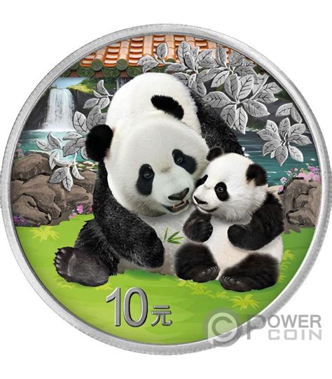 CHINA PANDA Coloured Monnaie Argent 10 Yuan China 2024