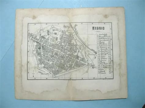 Stampa Antica Mappa Pianta Carta Topografica Citta Di Reggio Emilia