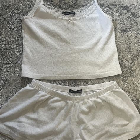 Super Cute Brandy Melville Pj Set White Eyelet Depop