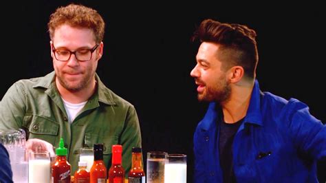 Seth Rogen And Dominic Cooper Suffer While Eating Spicy Wings Hot