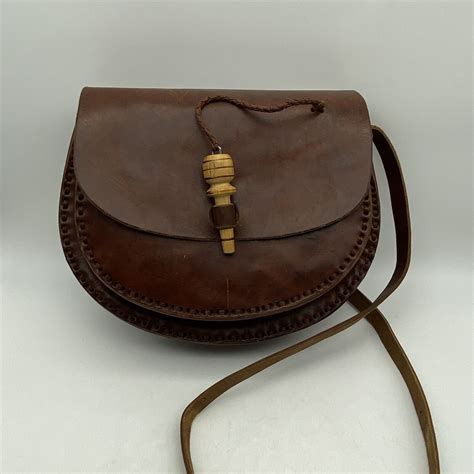 Genuine Vintage Brown Leather Saddlebag Crossbody Tog Gem