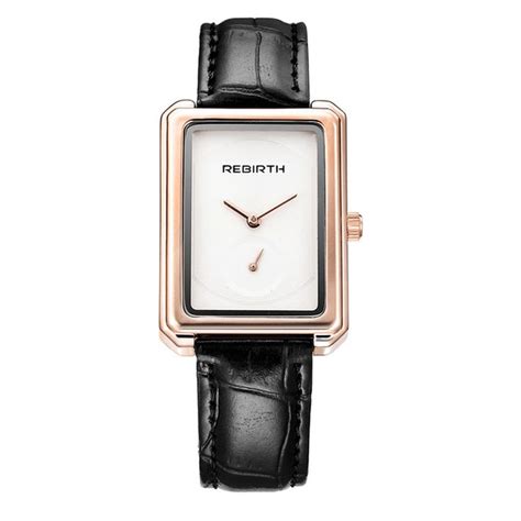 Rebirth Re203 Square Dial Women Wrist Watch Elegant Design Leather Band