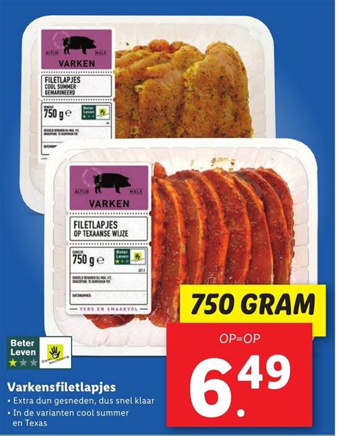 Varkensfiletlapjes 750 Gram Aanbieding Bij Lidl