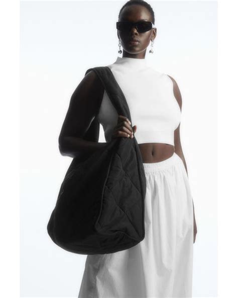 Cos Oversized Diamond Quilted Bag In Black Lyst