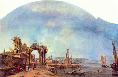 Francesco Guardi Capriccio On The Laguna Waterfront Xviii Cm