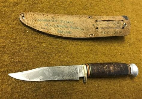 Vintage Leather Handled William Rogers I Cut My Way Knife In Leather