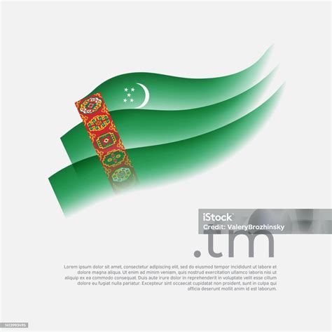 Turkmenistan Flag Watercolor Vector Stylized Design National Poster On