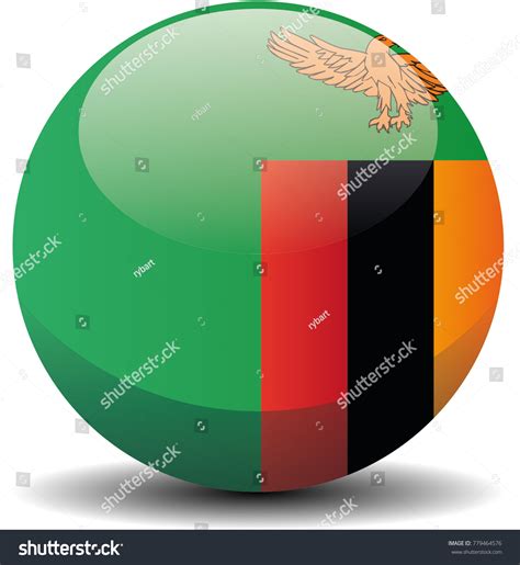 Zambia Circle Button Flag Background Texture Stock Vector Royalty Free