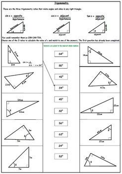 Right Triangle Trigonometry Worksheets Soh Cah Toa By Math Tpt