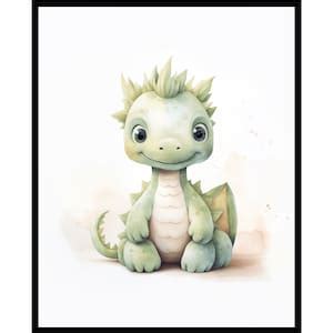 Plush Dragon Poster Cute Baby Dragon Print Dragon Art Plushie Art Gift ...