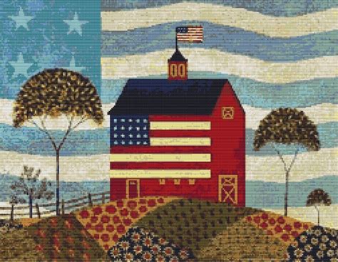 AMERICANA Folk Art USA Flag Counted Cross Stitch PDF | Etsy