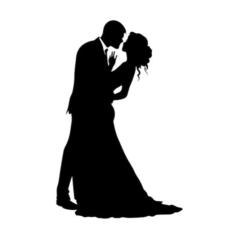 Romantic Couple Silhouette Illustrator Line Art Design Vector Premium