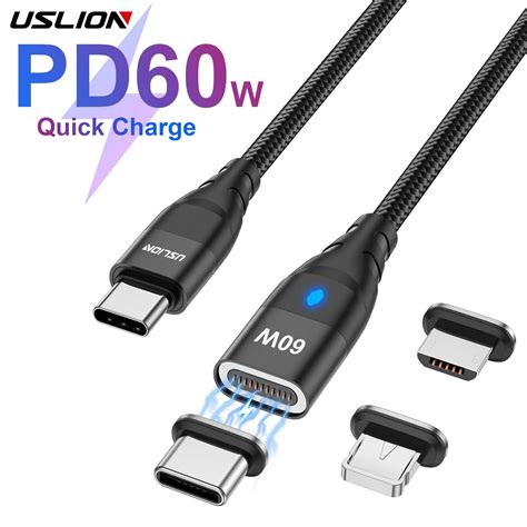 Uslion Pd 60w Magnetic Fast Charger Cable For Iphone 14 13 Pro Max