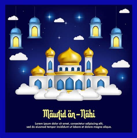 Premium Vector Islamic Greeting Card Template With Mosque Background