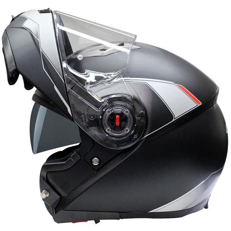 LS2 FF370 2 Shadow Black Motorcycle Helmet Flip Up Front Modular