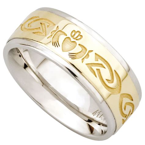 Claddagh Ring K Gold And Sterling Silver Celtic Knot Claddagh Mens