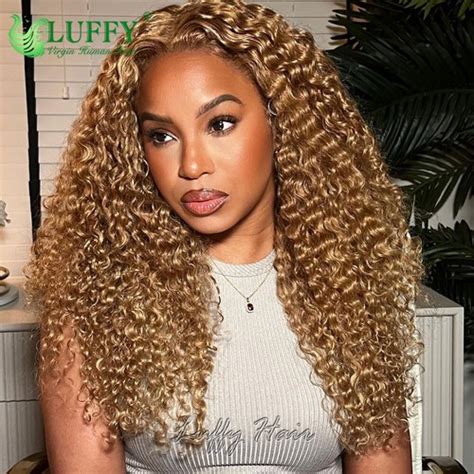 Honey Blonde X Lace Front Wigs Human Hair Curly Full Lace Wig Pre Plucked EBay