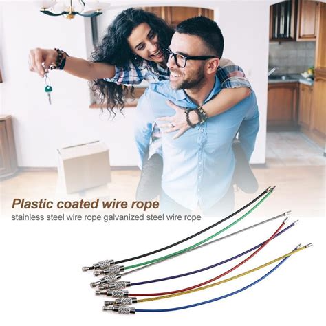 20pcs Stainless Steel Wire Keychain Screw Locking Gadget Cable Rope