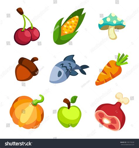 Set Cartoon Food Icons Stock Vector Royalty Free 578176528 Shutterstock