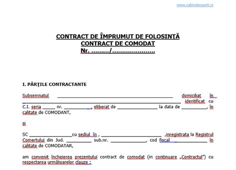 Contract De Comodat Actualizat 2023 De Folosit Pentru Diverse