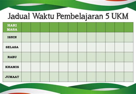 Template Jadual Waktu Kelas Boleh Edit