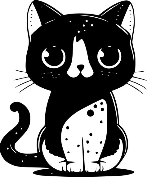 Cute Cat - Black and White Isolated Icon - Vector illustration 23555034 ...