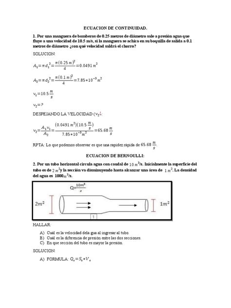 Continuidad Y Bernoulli Ejercicios Pdf