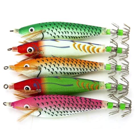 Cm Luminous Wood Shrimp Bait Squid Jigs Hook Fishing Lures Red