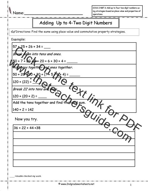 Nd Grade Math Common Core State Standards Worksheets