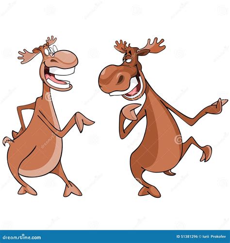 Cartoon Characters Two Moose Talk Stock Vector Illustration Of