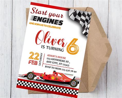 Editable Race Car Birthday Invitation Template Printable Race - Etsy