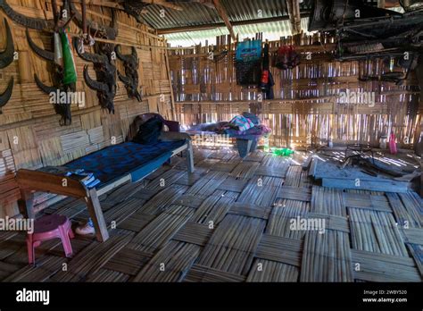 Traditional Bamboo Hut In Lazu Village Arunachal Pradesh India Stock