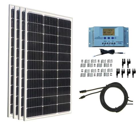 Windynation 400 Watt Monocrystalline Solar Panel Kit With 30 Amp Solar