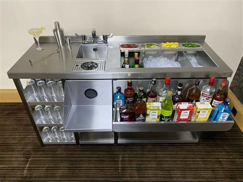 Deluxe Cocktail Bar Station Stainless Steel With Fully Insulated Ice