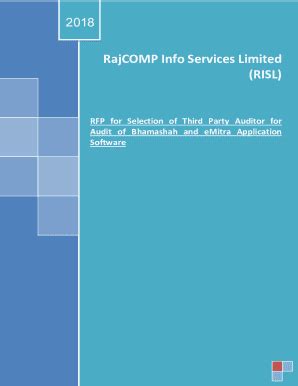 Fillable Online Risl Rajasthan Gov Draft RFP For Selection Of Third