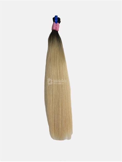 Cabelo Brasileiro Loiro Raiz esfumada 50 CM 134 Gramas Barão do Cabelo