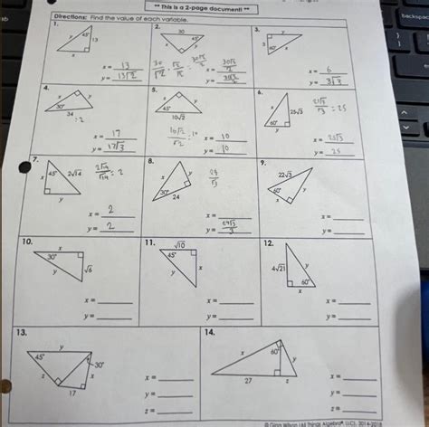 PLEASE HELP ASAP Geometry Unit 7 Homework 2 1 20 Right Triangles And