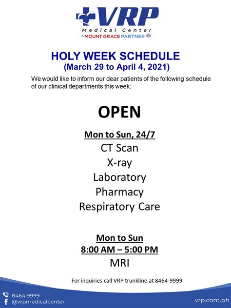 Holy Week Schedule 2021