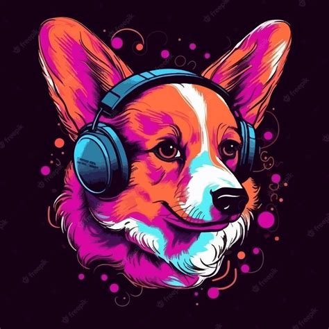 Premium Photo Dog Wearing A Headphones Illustration