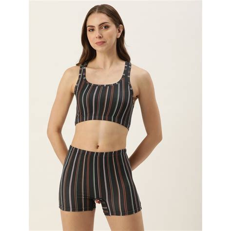 Buy Clt S Striped Women Black Beach Bikini Top And Bottom Set Of 2 Online