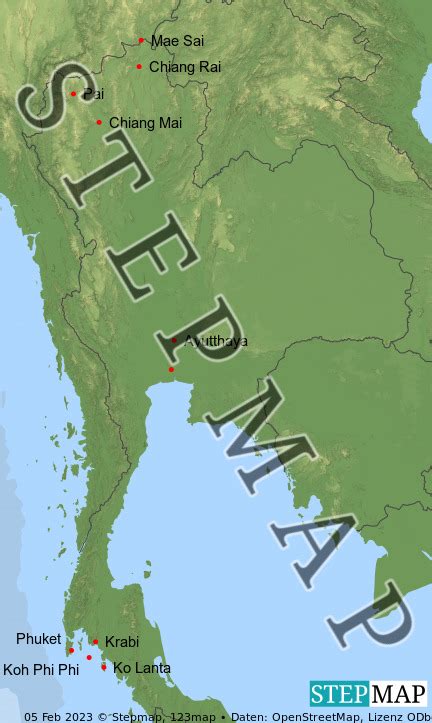 Stepmap Thailand Landkarte F R Thailand