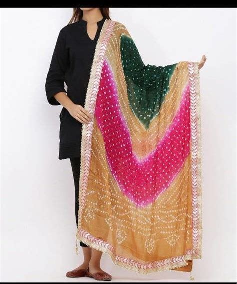 Multi Color Rajasthani Indian Jaipuri Bandhej Dupatta Soft Scarves Silk