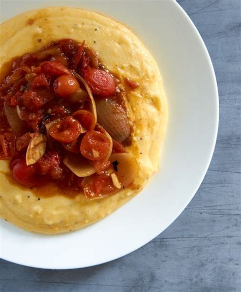 Cheesy Polenta And Tomato Sauce Polenta Recipes Savoury Food Polenta