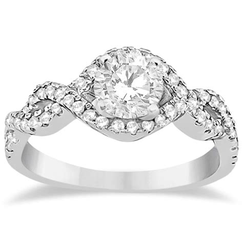 Diamond Infinity Halo Engagement Ring And Band Set 14k White Gold 060ct