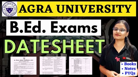 Agra University Dbrau B Ed Exams Date Sheet Exams St Nd