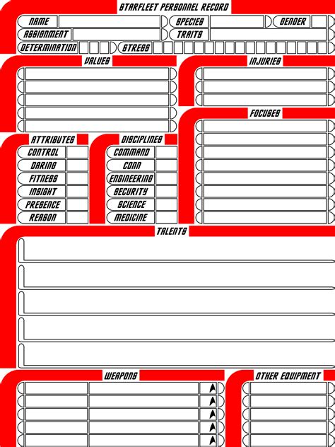 Star Trek Adventures Form Fillable Character Sheets Printable Forms