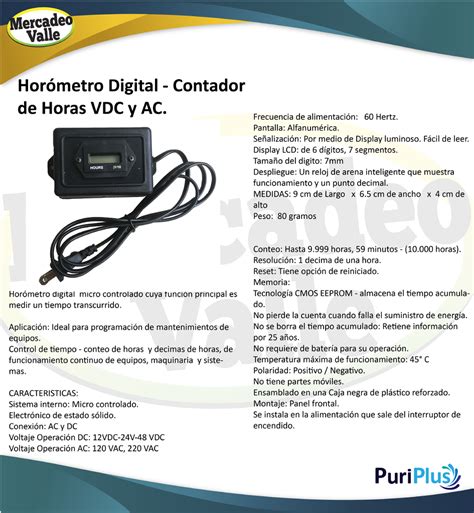 Horómetro Digital Contador de horas VDC y AC c 323