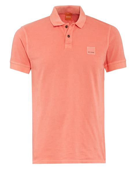 Hugo Boss Orange Mens Pasha Polo Shirt Light Orange Slim Fit Badge Polo