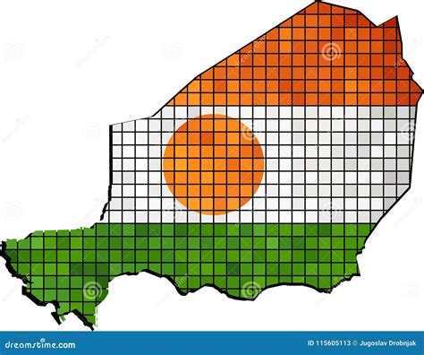 Mapa De Niger Con La Bandera Dentro Ilustración Del Vector