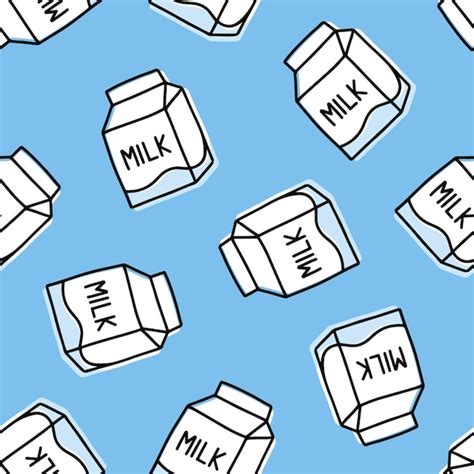 Premium Vector Blue Seamless Pattern With Hand Drawn Milk Boxes